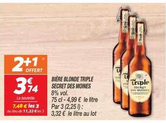 Netto Bière blonde triple secret des moines offre