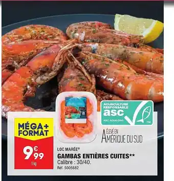 ALDI Gambas entières cuites loc marée offre