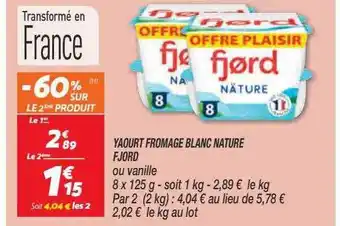 Netto Yaourt fromage blanc nature fjord offre