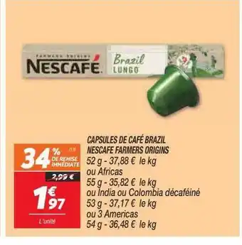 Netto Capsules de café brazil nescafé farmers origins offre