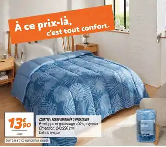 Netto Couette légère imprimée 2 personnes offre