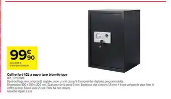Carrefour Coffre fort 42l à ouverture biométrique offre