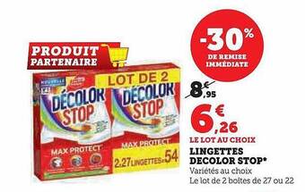 Super U Lingettes décolor stop offre