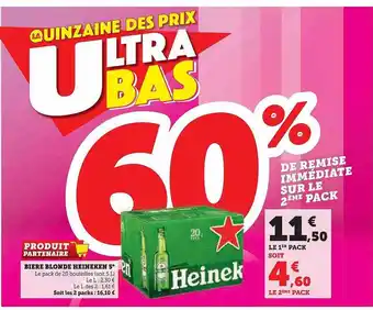 Super U Bière blonde heineken 5° offre