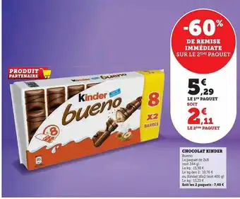 Super U Chocolat kinder offre