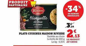 U Express Plats cuisinés maison rivière offre