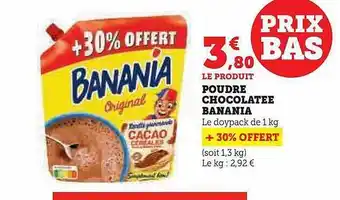 Super U Poudre chocolatée banania offre
