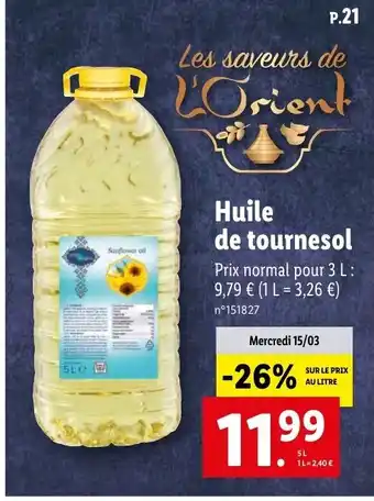 Lidl Huile de Tournesol offre