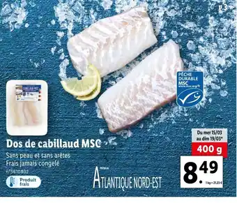 Lidl Dos de Cabillaud MSC offre