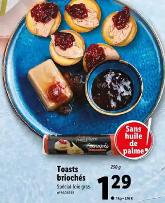 Lidl Toasts Briochés offre