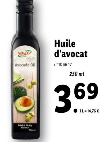 Lidl Huile d'Avocat offre
