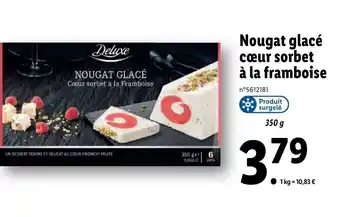 Lidl Nougat Glacé Cœur Sorbet à La Framboise offre