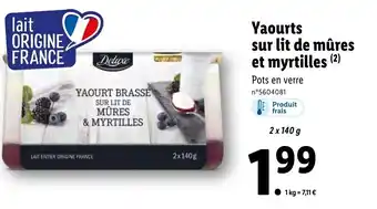 Lidl Yaourts Sur Lit de Mûres et Myrtilles offre