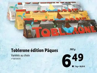 Lidl Toblerone édition Pâques offre