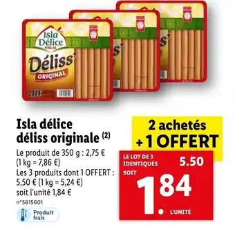 Lidl Isla Délice Déliss Originale offre
