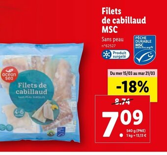 Lidl Filets De Cabillaud MSC offre