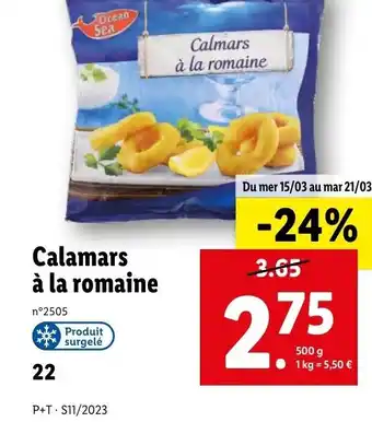 Lidl Calamars a La Romaine offre