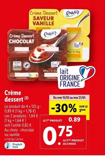 Lidl Crème Dessert offre