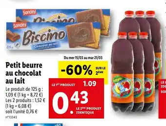 Lidl Petit Beurre Au Chocolat Au Lait offre