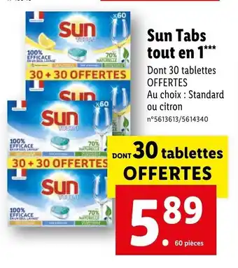 Lidl Sun Tabs Tout en 1 offre
