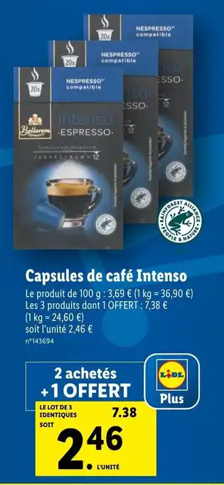Lidl Capsules De Café Intenso offre