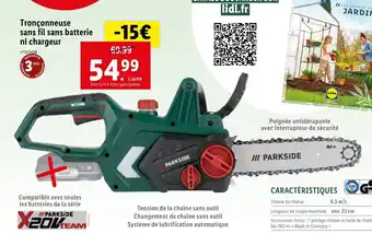 Lidl Tronçonneuse Sans Fil Sans Batterie ni Chargeur offre