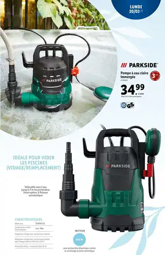 Lidl Pompe à eau Claire Immergée offre