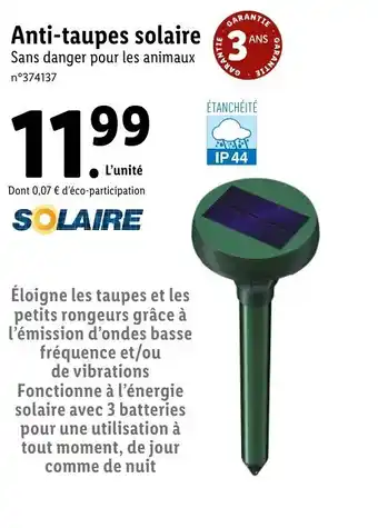 Lidl Anti-Taupes Solaire offre