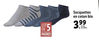 Lidl Socquettes en Coton Bio offre