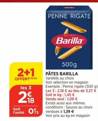 Bi1 Pâtes Barilla offre
