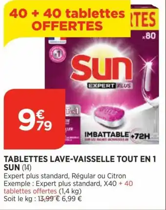 Bi1 Tablettes Lave-Vaisselle Tout En 1 Sun offre