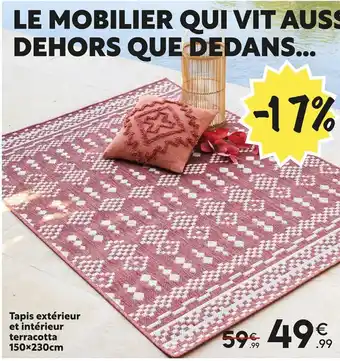 Maxi Bazar Tapis Extèrieur Et Intèrieur Terracotta 150x230cm offre