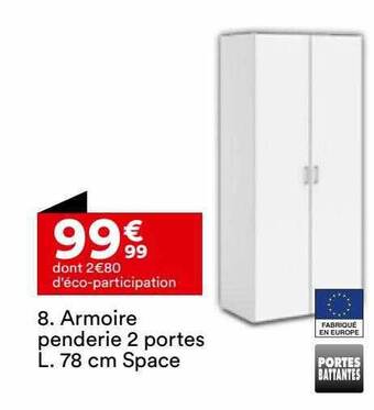 BUT Armoire penderie 2 portes l. 78 cm space offre