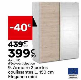 BUT Armoire 2 portes coulissantes l. 150 cm élégance mini offre