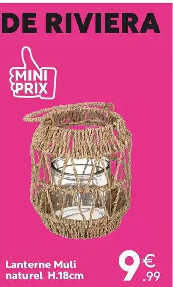 Maxi Bazar Lanterne Muli Naturel H.18cm offre