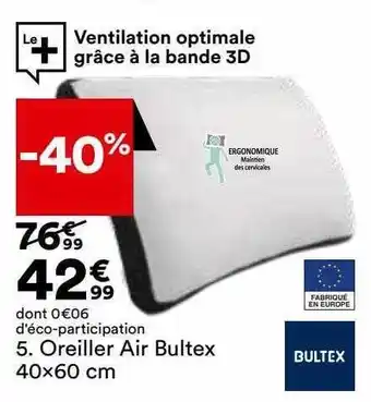 BUT Oreiller air bultex 40 x 60 cm bultex offre