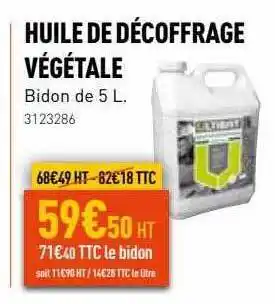 Huile de décoffrage végétale