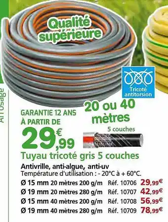 Provence Outillage Tuyau tricoté gris 5 couches offre