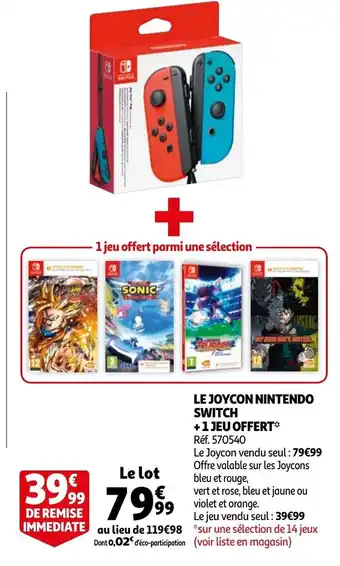 Auchan Le Joycon Nintendo Switch offre