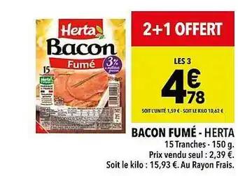 Supeco Bacon fumé - herta offre