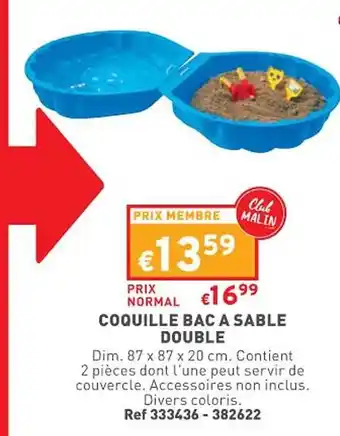 Coquille bac à sable double