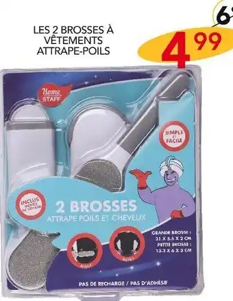 Stokomani Les 2 Brosses A Vetements Attrape-Poils offre
