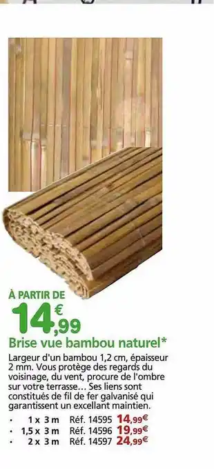 Provence Outillage Brise vue bambou naturel offre