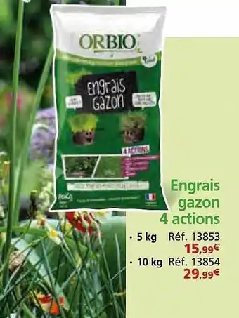 Provence Outillage Engrais gazon 4 actions orbio offre