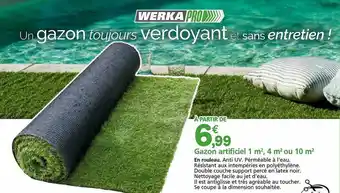 Provence Outillage Gazon artificiel 1 m², 4 m² ou 10 m² werka pro offre