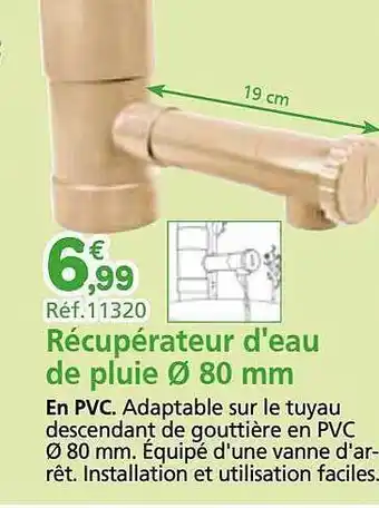 Provence Outillage Récupérateur d'eau de pluie ø 80 mm offre
