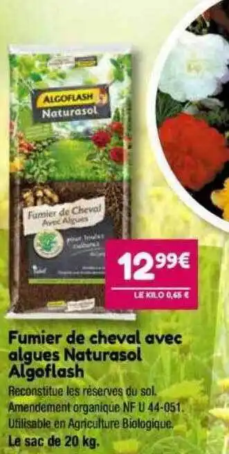 Point Vert Fumier de cheval avec algues naturasol algoflash offre