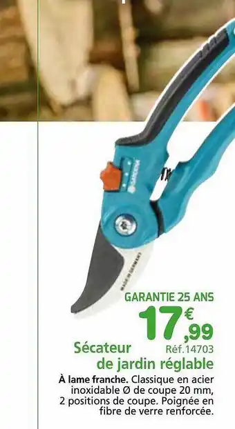 Provence Outillage Sécateur de jardin réglable offre