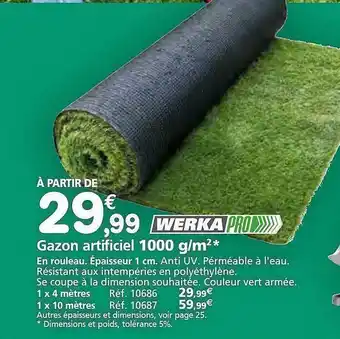 Provence Outillage Gazon artificiel 1000 g-m² werka pro offre