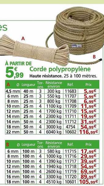Provence Outillage Corde polypropylène offre
